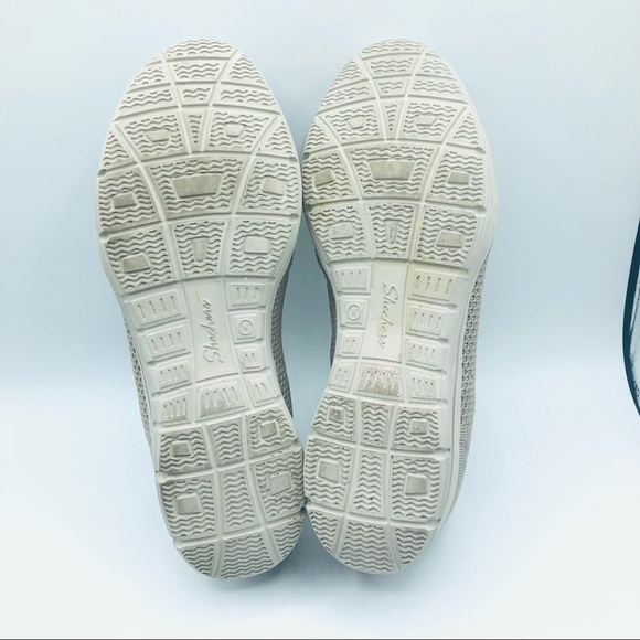 Skechers Womens Sneakers Memory‎ Foam Scalloped Edge Stretch Beige Size 9W - Picture 4 of 13